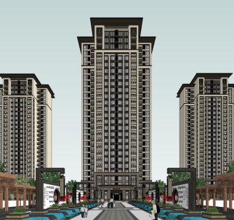 新中式高层小区规划景观