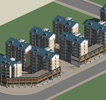 现代多层小区居住区临街规划