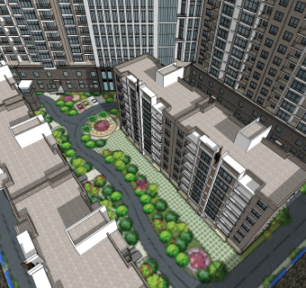 现代高层多层小区居住区规划临街建筑