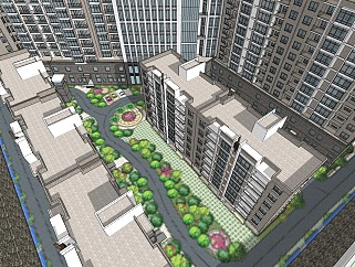 现代高层多层小区居住区规划<em>临街</em>建筑