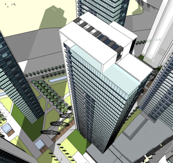 现代板式超高层小区居住区规划建筑