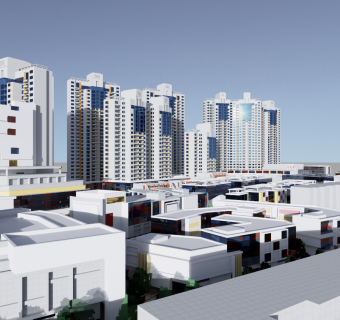 现代商业裙楼高层住宅商业街