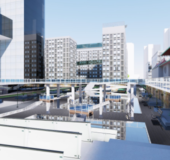 现代商业裙楼高层办公商业街