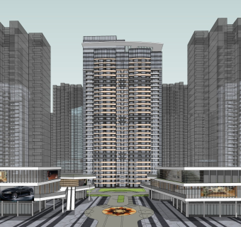 现代高层住宅 商业裙楼