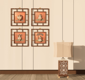 中式墙饰挂件 新中式 非翻模