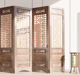 中式屏风 隔断 新中式 非翻模