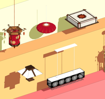 中式吊灯 中式灯笼 中式走马灯