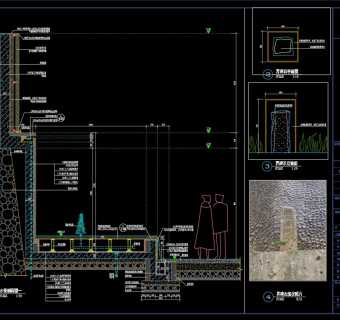 浮雕水景墙 施工图 效果图 DWG PDF