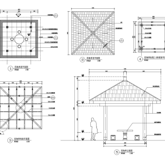 原创木亭 景观施工图 节点大样 DWG PDF