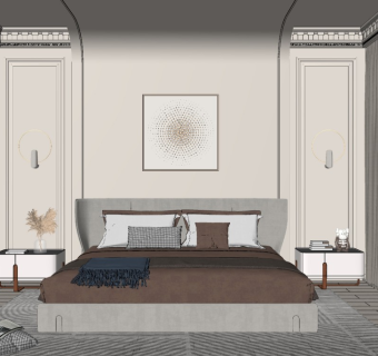 法式家居卧室SU模型
