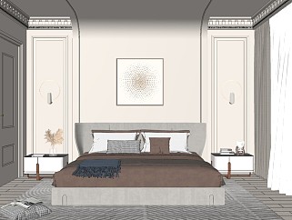 法式家居卧室SU模型