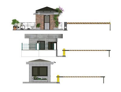 现代门卫室保安亭岗亭 入口闸门