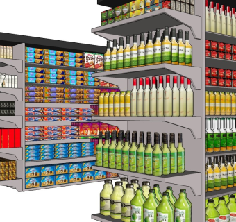 现代商场超市食品酒水货架