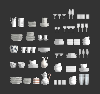 现代厨房餐厅用品碗碟杯餐具