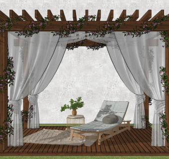 现代户外休闲庭院景观 户外椅 花架廊架