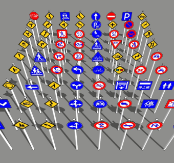 现代交通指示牌警示牌
