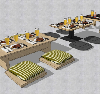 现代韩式餐桌椅子凳坐垫组合 烤肉店