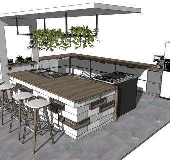 现代简约开放式厨房 橱柜厨具 居家酒吧 岛台