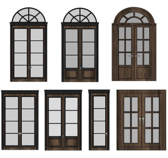 美式实木室内家居门双开门弧形窗