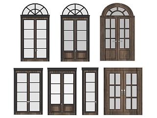美式实木室内家居门双开门弧形窗