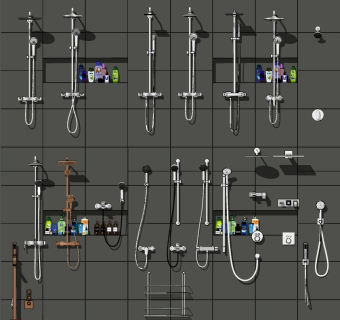 现代卫浴五金组合花洒水龙头