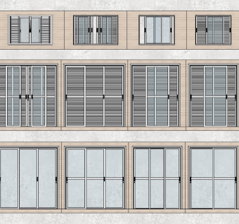 现代玻璃窗门组合 推拉门窗 百叶窗