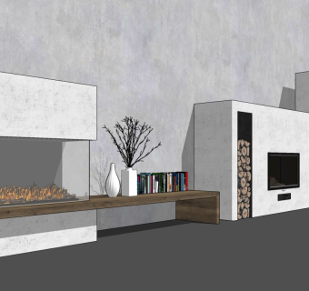 现代壁炉火炉 电视背景墙