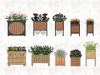 现代室外花箱花槽植物盆栽