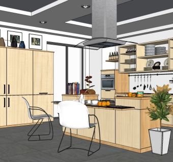 现代简约厨房 橱柜厨具 厨房用品