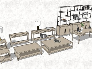现代室内家具组合 桌椅柜子
