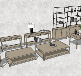 现代室内家具组合 桌椅柜子