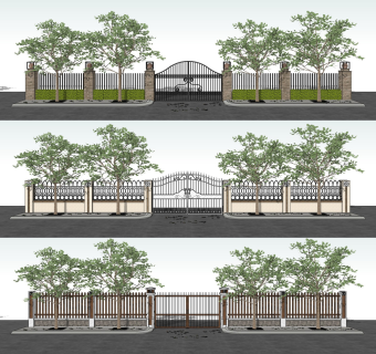 现代大门入口 景观围墙景墙围栏