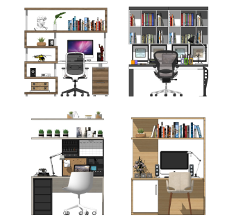 现代书桌书柜组合电脑桌书房