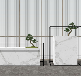 新中式禅意景观小品盆栽摆件