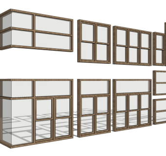 现代组合窗格栅窗卧室窗飘窗