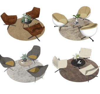 现代休闲桌椅组合 沙发座椅 茶几