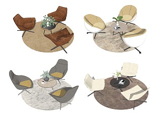现代休闲桌椅组合 沙发座椅 茶几