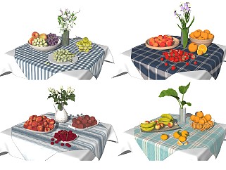 现代<em>水果盘</em>食物组合 餐桌餐具