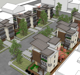 现代小区别墅 住宅建筑 庭院花园