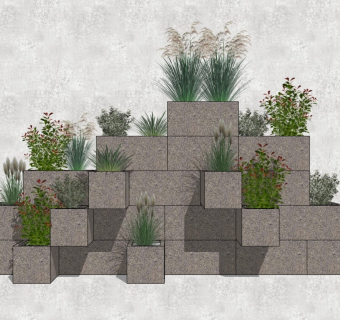现代造型植物景墙