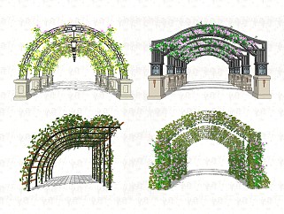 现代植物花架廊架连廊景观