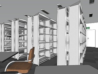 现代图书馆阅览室 书柜书架