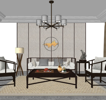 新中式室内客厅中式桌椅