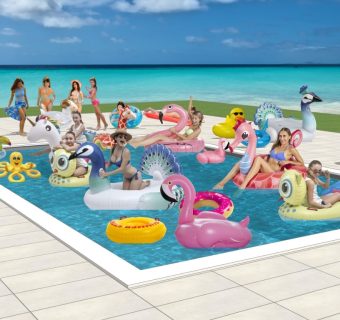 现代2D平面人泳池人物