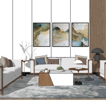 新中式家居客厅 客厅沙发茶几组合