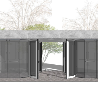 现代办公楼大门 自动门 旋转门