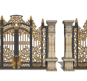 欧式铁艺别墅大门 欧式雕花