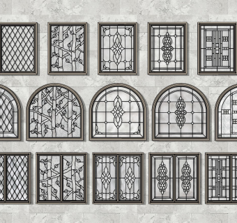 法式复古花窗 装饰窗 雕花窗 平开窗