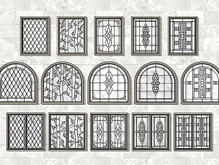 法式复古花窗 装饰窗 雕花窗 平开窗