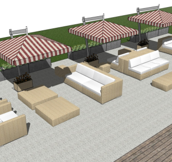 户外休闲沙发桌椅组合 沙滩椅 太阳伞 泳池